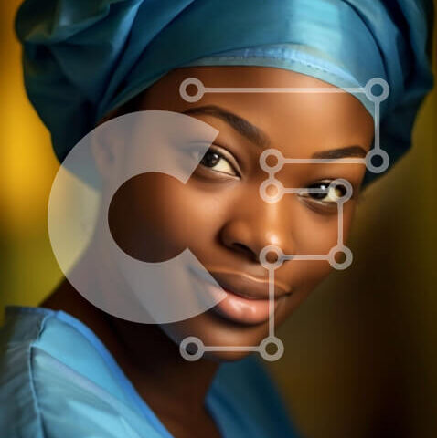 Intra Συλλεκτικό Ξύλινο Παζλ Plywood 4mm - Χαμογελαστή Αφρικανή με ιατρικά τρίβει και λευκό παλτό Σε Ξύλινο Κουτί - Διαστάσεις Puzzle: 10x10 cm – 25 κομμάτια - Image 1