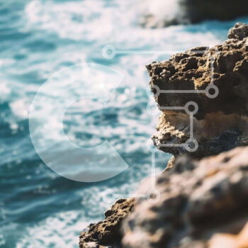Intra Συλλεκτικό Ξύλινο Παζλ Plywood 4mm - Rock Cliff με θέα στον Ωκεανό με το πουλί και τα κύματα Σε Ξύλινο Κουτί - Διαστάσεις: 10x10 cm – 25 κομμάτια - Image 1