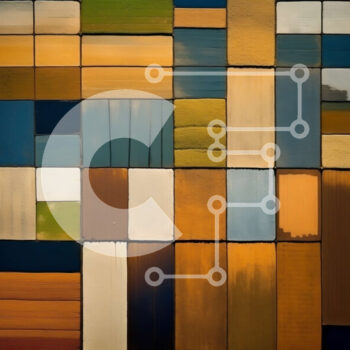 Intra Συλλεκτικό Ξύλινο Παζλ Plywood  4mm - Όμορφη κοντινή πλάνο ενός μωσαϊκού με καφέ, κίτρινα και μπλε πλακάκια Σε Ξύλινο Κουτί - Διαστάσεις Puzzle: 10x10 cm – 25 κομμάτια - Image 1