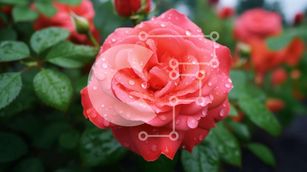 Intra Συλλεκτικό Ξύλινο Παζλ Plywood  4mm - Ροζ τριαντάφυλλο με σταγόνες νερού Σε Ξύλινο Κουτί - Διαστάσεις: 10x10 cm – 25 κομμάτια