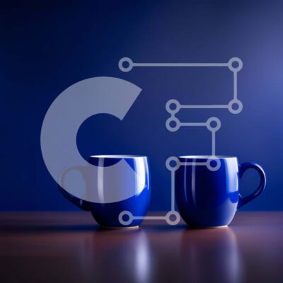 Intra Συλλεκτικό Ξύλινο Παζλ Plywood  4mm - Κομψές μπλε κούπες σε σκούρο μπλε φόντο Σε Ξύλινο Κουτί - Διαστάσεις Puzzle: 10x10 cm – 25 κομμάτια - Image 1