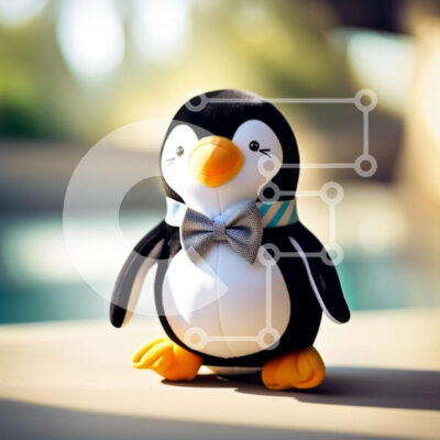 Intra Συλλεκτικό Ξύλινο Παζλ Plywood  4mm - Αξιολάτρευτο γεμιστό παιχνίδι πιγκουίνου με παπιγιόν Σε Ξύλινο Κουτί - Διαστάσεις Puzzle: 10x10 cm – 25 κομμάτια - Image 1