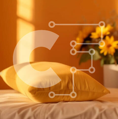 Intra Συλλεκτικό Ξύλινο Παζλ Plywood 4mm - Άνετο υπνοδωμάτιο με κίτρινο μαξιλάρι και ηλιοτρόπια Σε Ξύλινο Κουτί - Διαστάσεις Puzzle: 10x10 cm – 25 κομμάτια - Image 1