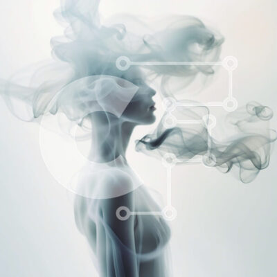 Intra Συλλεκτικό Ξύλινο Παζλ Plywood  4mm - Σαγηνευτική εικόνα μιας γυναίκας με καπνό να βγαίνει από το κεφάλι της Σε Ξύλινο Κουτί - Διαστάσεις Puzzle: 10x10 cm – 25 κομμάτια - Image 1