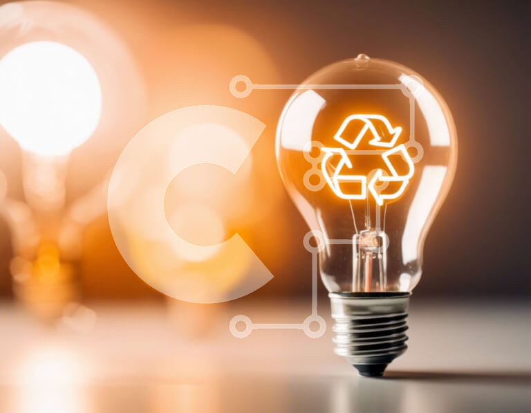 Intra Συλλεκτικό Ξύλινο Παζλ Plywood  4mm - Οικολογικός λαμπτήρας συμβόλου ανακύκλωσης Σε Ξύλινο Κουτί - Διαστάσεις Puzzle: 10x10 cm – 25 κομμάτια