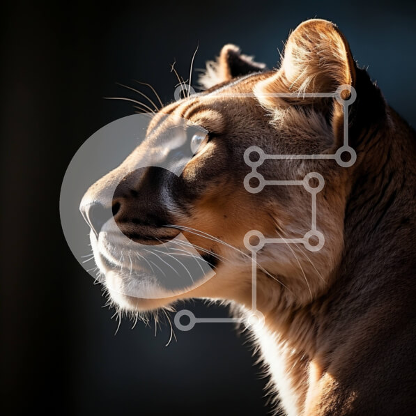 Intra Συλλεκτικό Ξύλινο Παζλ Plywood  4mm - Κοντινό πλάνο του προσώπου ενός βουνού λιονταριού Σε Ξύλινο Κουτί - Διαστάσεις: 10x10 cm – 25 κομμάτια