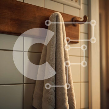 Intra Συλλεκτικό Ξύλινο Παζλ Plywood  4mm - Μοντέρνο λευκό μπάνιο με πετσέτα και καθρέφτη Σε Ξύλινο Κουτί - Διαστάσεις Puzzle: 10x10 cm – 25 κομμάτια - Image 1