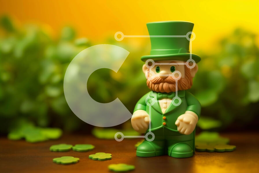 Intra Συλλεκτικό Ξύλινο Παζλ Plywood  4mm - Φιγούρα παιχνιδιού του Αγίου Πατρικίου με φύλλα τριφυλλιού Σε Ξύλινο Κουτί - Διαστάσεις: 10x10 cm – 25 κομμάτια