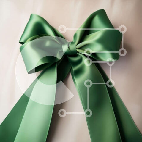 Intra Συλλεκτικό Ξύλινο Παζλ Plywood 4mm - Πράσινο σατέν φιόγκο σε λευκή επιφάνεια Σε Ξύλινο Κουτί - Διαστάσεις Puzzle: 10x10 cm – 25 κομμάτια - Image 1