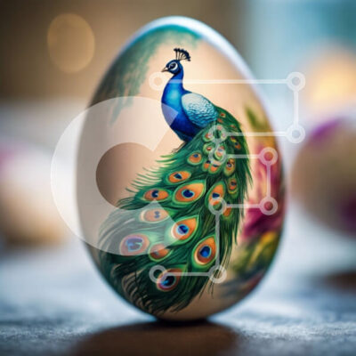 Intra Συλλεκτικό Ξύλινο Παζλ Plywood 4mm - Πασχαλινό αυγό με σχέδιο παγωνιού Σε Ξύλινο Κουτί - Διαστάσεις: 10x10 cm – 25 κομμάτια - Image 1