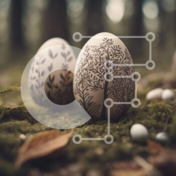 Intra Συλλεκτικό Ξύλινο Παζλ Plywood  4mm - Διακοσμημένα Πασχαλινά αυγά στο δάσος με σχέδια εμπνευσμένα από το δέντρο Σε Ξύλινο Κουτί - Διαστάσεις Puzzle: 10x10 cm – 25 κομμάτια - Image 1