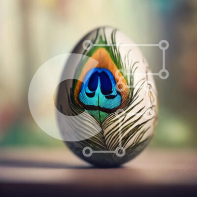 Intra Συλλεκτικό Ξύλινο Παζλ Plywood  4mm - Πασχαλινό αυγό με σχέδιο ζωγραφισμένο με φτερά παγωνιού Σε Ξύλινο Κουτί - Διαστάσεις: 10x10 cm – 25 κομμάτια - Image 1