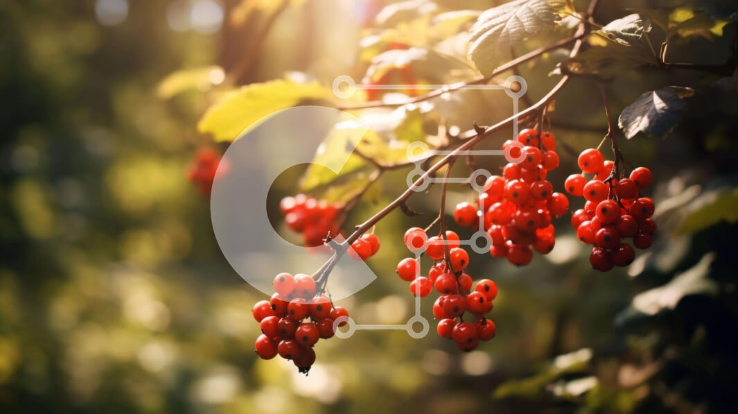 Intra Συλλεκτικό Ξύλινο Παζλ Plywood  4mm - Κόκκινα μούρα που κρέμονται στο φως του ήλιου Σε Ξύλινο Κουτί - Διαστάσεις: 10x10 cm – 25 κομμάτια