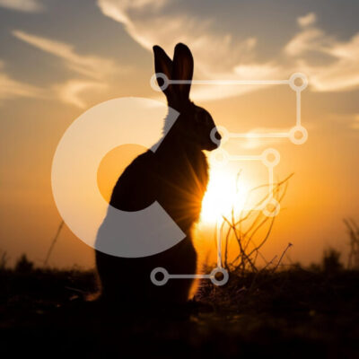 Intra Συλλεκτικό Ξύλινο Παζλ Plywood 4mm - Κουνέλι που σκιαγραφείται στον ουρανό του ηλιοβασιλέματος Σε Ξύλινο Κουτί - Διαστάσεις: 10x10 cm – 25 κομμάτια - Image 1