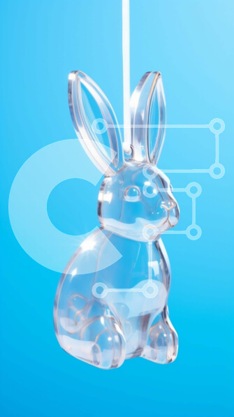 Intra Συλλεκτικό Ξύλινο Παζλ Plywood  4mm - Διαφανές γυάλινο στολίδι κουνελάκι που κρέμεται από την οροφή Σε Ξύλινο Κουτί - Διαστάσεις Puzzle: 10x10 cm – 25 κομμάτια