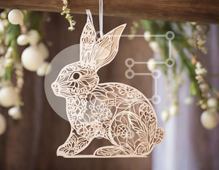 Intra Συλλεκτικό Ξύλινο Παζλ Plywood  4mm - Πασχαλινό λαγουδάκι με αυγά και λουλούδια Σε Ξύλινο Κουτί - Διαστάσεις: 10x10 cm – 25 κομμάτια