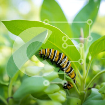 Intra Συλλεκτικό Ξύλινο Παζλ Plywood 4mm - Monarch Caterpillar στα πράσινα φύλλα Σε Ξύλινο Κουτί - Διαστάσεις: 10x10 cm – 25 κομμάτια - Image 1