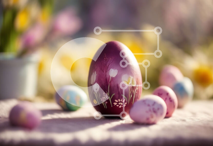 Intra Συλλεκτικό Ξύλινο Παζλ Plywood  4mm - Πολύχρωμο Πασχαλινό αυγά και λουλούδια διακόσμηση Σε Ξύλινο Κουτί - Διαστάσεις: 10x10 cm – 25 κομμάτια