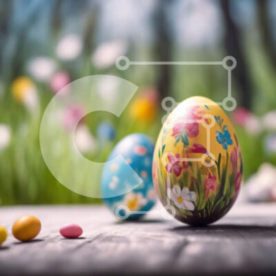 Intra Συλλεκτικό Ξύλινο Παζλ Plywood  4mm - Πολύχρωμα Πασχαλινά αυγά και καραμέλα σε ένα ξύλινο τραπέζι Σε Ξύλινο Κουτί - Διαστάσεις: 10x10 cm – 25 κομμάτια - Image 1