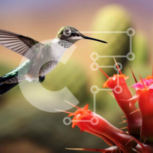 Intra Συλλεκτικό Ξύλινο Παζλ Plywood  4mm - Φυτά κολίμπρι και κάκτων με κόκκινα λουλούδια Σε Ξύλινο Κουτί - Διαστάσεις: 10x10 cm – 25 κομμάτια