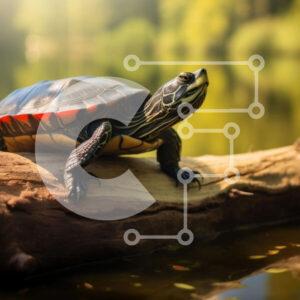 Intra Συλλεκτικό Ξύλινο Παζλ Plywood  4mm - Χελώνα στον παλιό κορμό δέντρου δίπλα στο νερό Σε Ξύλινο Κουτί - Διαστάσεις: 10x10 cm – 25 κομμάτια