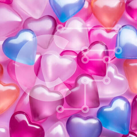 Intra Συλλεκτικό Ξύλινο Παζλ Plywood 4mm - Πολύχρωμες πλαστικές χάντρες σε σχήμα καρδιάς σε ροζ φόντο Σε Ξύλινο Κουτί - Διαστάσεις Puzzle: 10x10 cm – 25 κομμάτια - Image 1