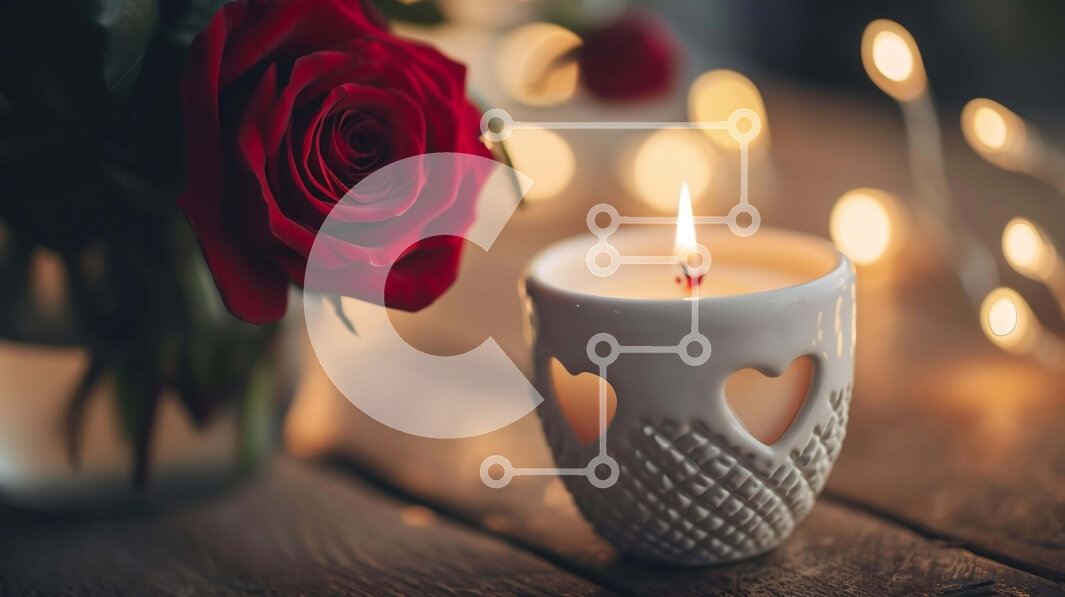 Intra Συλλεκτικό Ξύλινο Παζλ Plywood  4mm - Κόκκινο τριαντάφυλλο με αναμμένο κερί σε ξύλινο τραπέζι Σε Ξύλινο Κουτί - Διαστάσεις Puzzle: 10x10 cm – 25 κομμάτια - Image 1