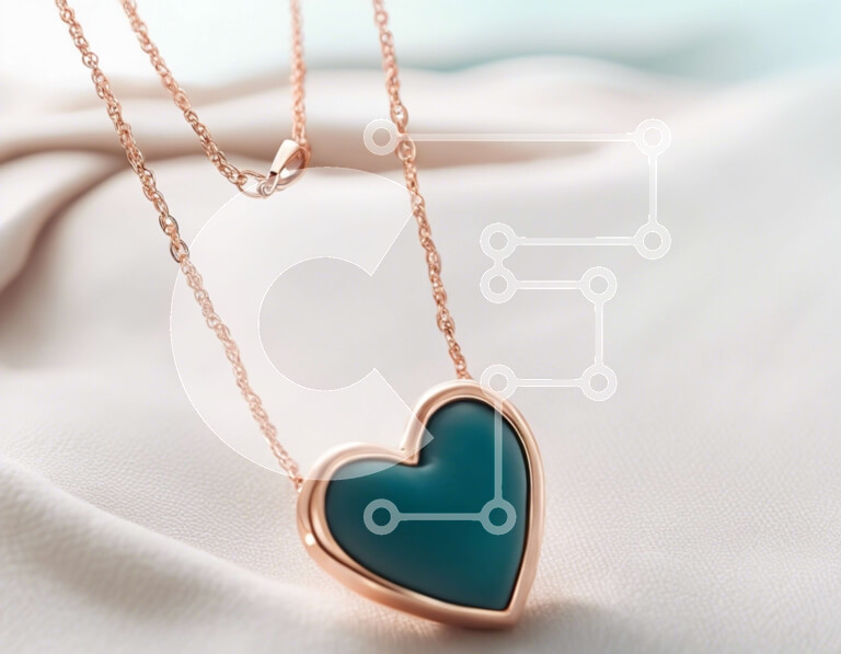 Intra Συλλεκτικό Ξύλινο Παζλ Plywood  4mm - Κρεμαστό κολιέ από ροζ χρυσό σε λευκό ύφασμα Σε Ξύλινο Κουτί - Διαστάσεις Puzzle: 10x10 cm – 25 κομμάτια