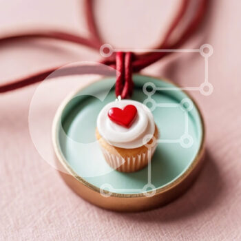 Intra Συλλεκτικό Ξύλινο Παζλ Plywood  4mm - Κρεμαστό κολιέ Cupcake με κόκκινη κορδέλα Σε Ξύλινο Κουτί - Διαστάσεις Puzzle: 10x10 cm – 25 κομμάτια - Image 1