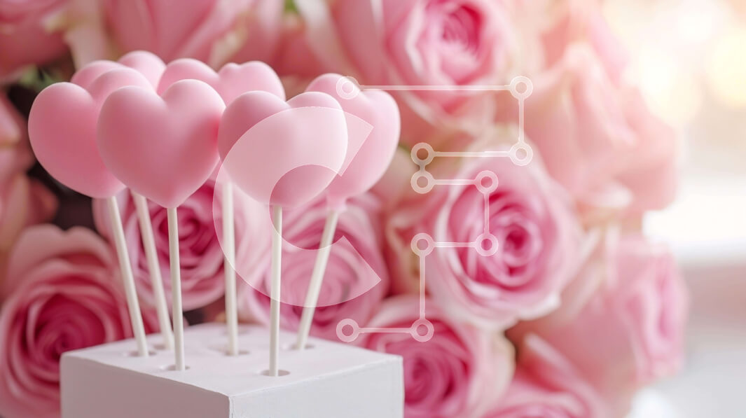 Intra Συλλεκτικό Ξύλινο Παζλ Plywood  4mm - Ρομαντική γιορτή με ροζ καρδιές γλειφιτζούρια και τριαντάφυλλα Σε Ξύλινο Κουτί - Διαστάσεις: 10x10 cm – 25 κομμάτια