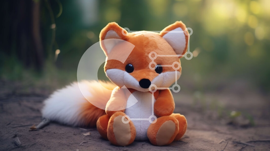 Intra Συλλεκτικό Ξύλινο Παζλ Plywood  4mm - Πορτοκαλί γεμιστό αλεπού σε δάσος Σε Ξύλινο Κουτί - Διαστάσεις: 10x10 cm – 25 κομμάτια