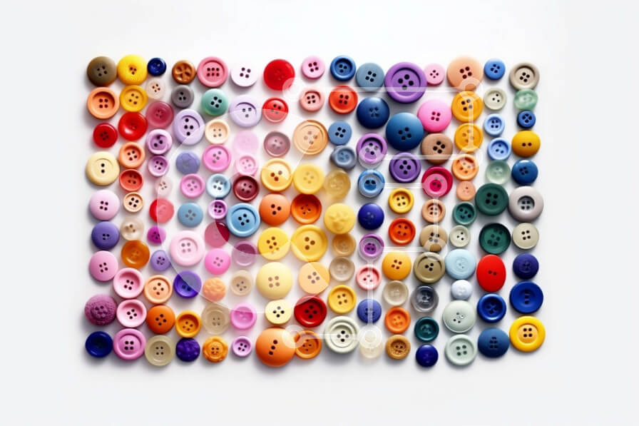 Intra Συλλεκτικό Ξύλινο Παζλ Plywood  4mm - Διασκεδαστική και ιδιότροπη εικόνα με πολύχρωμα κουμπιά σε λευκό φόντο Σε Ξύλινο Κουτί - Διαστάσεις: 10x10 cm – 25 κομμάτια