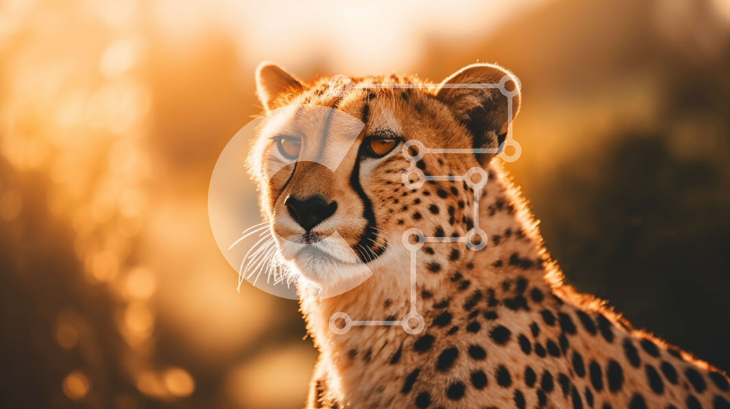 Intra Συλλεκτικό Ξύλινο Παζλ Plywood  4mm - Τσίτα στέκεται με το κεφάλι γερμένο προς τον ήλιο Σε Ξύλινο Κουτί - Διαστάσεις: 10x10 cm – 25 κομμάτια