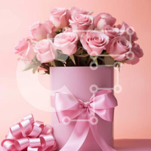 Intra Συλλεκτικό Ξύλινο Παζλ Plywood  4mm - Ροζ τριαντάφυλλα σε βάζο με φιόγκους Σε Ξύλινο Κουτί - Διαστάσεις Puzzle: 10x10 cm – 25 κομμάτια