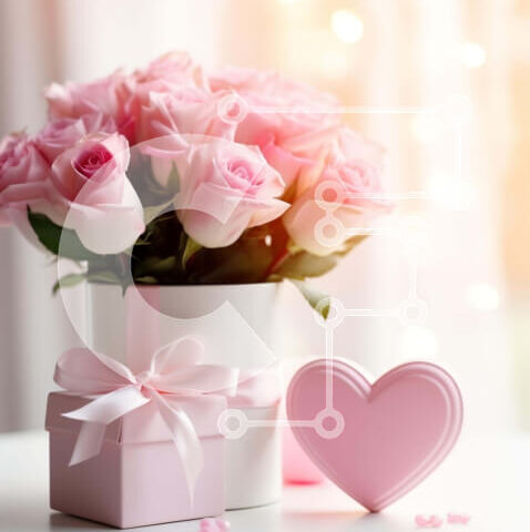 Intra Συλλεκτικό Ξύλινο Παζλ Plywood  4mm - Μπουκέτο με ροζ τριαντάφυλλα με κουτί δώρου και κερί Σε Ξύλινο Κουτί - Διαστάσεις Puzzle: 10x10 cm – 25 κομμάτια - Image 1