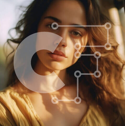 Intra Συλλεκτικό Ξύλινο Παζλ Plywood  4mm - Κομψή νεαρή γυναίκα με κίτρινη μπλούζα που κοιτάζει μακριά Σε Ξύλινο Κουτί - Διαστάσεις Puzzle: 10x10 cm – 25 κομμάτια - Image 1