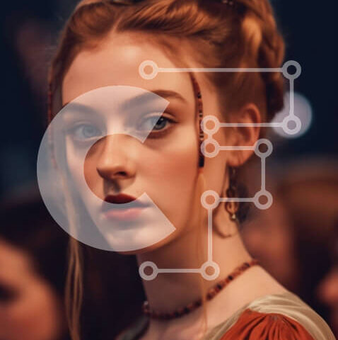 Intra Συλλεκτικό Ξύλινο Παζλ Plywood  4mm - Όμορφη γυναίκα με κόκκινο φόρεμα με κολιέ κρεμαστό σταυρό Σε Ξύλινο Κουτί - Διαστάσεις Puzzle: 10x10 cm – 25 κομμάτια - Image 1