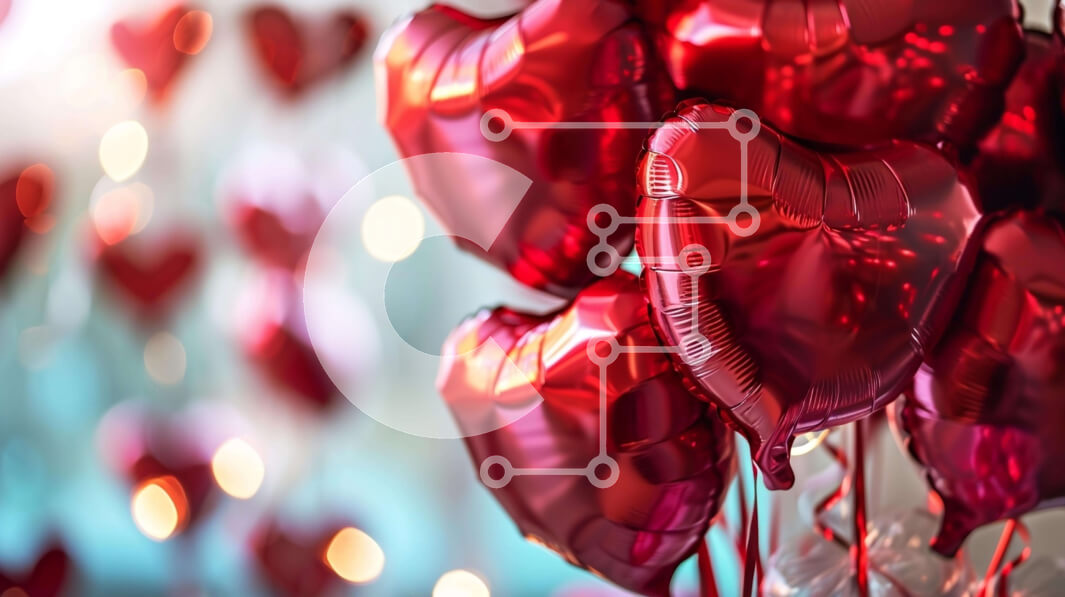 Intra Συλλεκτικό Ξύλινο Παζλ Plywood  4mm - Κόκκινα μπαλόνια σε σχήμα καρδιάς που επιπλέουν στον αέρα Σε Ξύλινο Κουτί - Διαστάσεις Puzzle: 10x10 cm – 25 κομμάτια