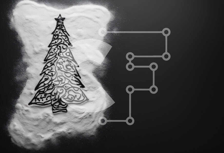 Intra Συλλεκτικό Ξύλινο Παζλ Plywood  4mm - Χιονισμένο χριστουγεννιάτικο δέντρο από ζάχαρη άχνη σε μαύρο φόντο Σε Ξύλινο Κουτί - Διαστάσεις: 10x10 cm – 25 κομμάτια