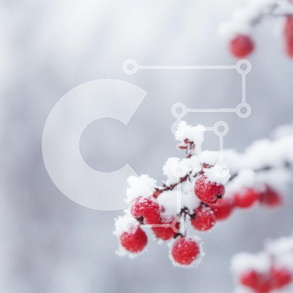 Intra Συλλεκτικό Ξύλινο Παζλ Plywood  4mm - Κοντινό πλάνο των κόκκινων μούρων που καλύπτονται στο χιόνι Σε Ξύλινο Κουτί - Διαστάσεις: 10x10 cm – 25 κομμάτια