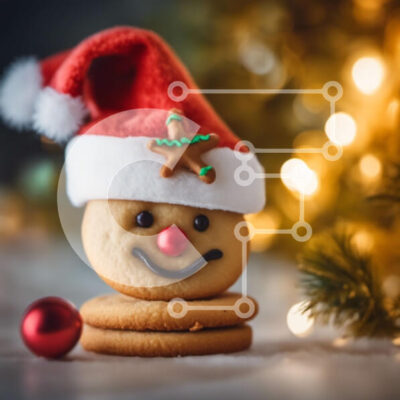 Intra Συλλεκτικό Ξύλινο Παζλ Plywood 4mm - Μελόψωμο άνθρωπος σε μπισκότα με στολίδια στο φόντο Σε Ξύλινο Κουτί - Διαστάσεις: 10x10 cm – 25 κομμάτια - Image 1