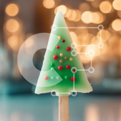 Intra Συλλεκτικό Ξύλινο Παζλ Plywood 4mm - Χριστουγεννιάτικο δέντρο γλειφιτζούρι με κόκκινα και πράσινα πασπαλίσματα Σε Ξύλινο Κουτί - Διαστάσεις: 10x10 cm – 25 κομμάτια - Image 1