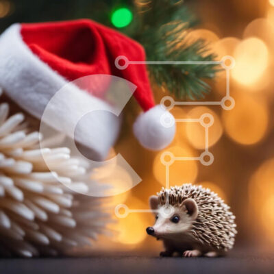 Intra Συλλεκτικό Ξύλινο Παζλ Plywood  4mm - Παιχνίδι σκαντζόχοιρος με χριστουγεννιάτικο δέντρο και καπέλο Άγιου Βασίλη Σε Ξύλινο Κουτί - Διαστάσεις Puzzle: 10x10 cm – 25 κομμάτια - Image 1