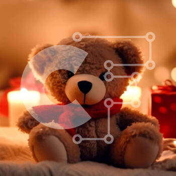 Intra Συλλεκτικό Ξύλινο Παζλ Plywood  4mm - Αρκουδάκι με κόκκινο φουλάρι στο κρεβάτι με κεριά και διακοσμητικά Σε Ξύλινο Κουτί - Διαστάσεις Puzzle: 10x10 cm – 25 κομμάτια - Image 1