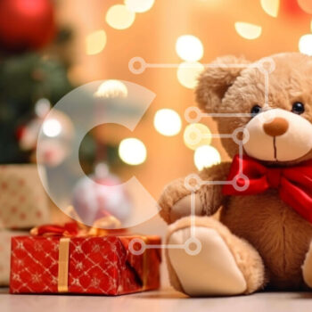 Intra Συλλεκτικό Ξύλινο Παζλ Plywood  4mm - Αρκουδάκι με κουτιά δώρων και χριστουγεννιάτικα στολίδια Σε Ξύλινο Κουτί - Διαστάσεις: 10x10 cm – 25 κομμάτια - Image 1