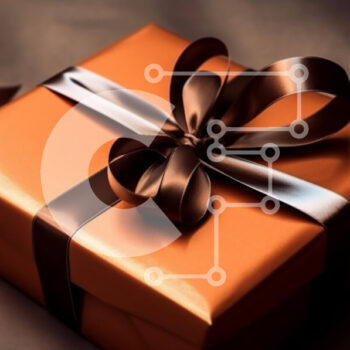 Intra Συλλεκτικό Ξύλινο Παζλ Plywood  4mm - Πορτοκαλί κουτί δώρου με καφέ κορδέλα Σε Ξύλινο Κουτί - Διαστάσεις Puzzle: 10x10 cm – 25 κομμάτια - Image 1