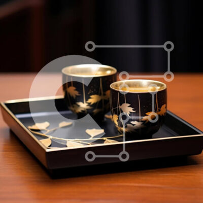 Intra Συλλεκτικό Ξύλινο Παζλ Plywood  4mm - Μαύρος δίσκος με δύο χρυσά κύπελλα Σε Ξύλινο Κουτί - Διαστάσεις: 10x10 cm – 25 κομμάτια - Image 1