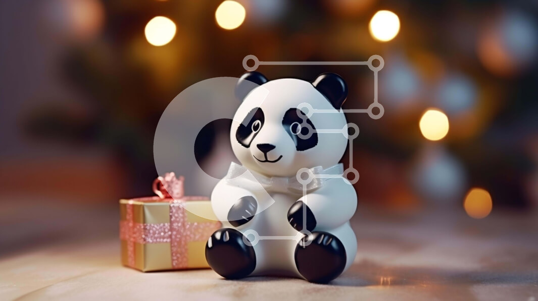 Intra Συλλεκτικό Ξύλινο Παζλ Plywood  4mm - Ειδώλιο αρκούδας Panda με κουτί δώρου και χριστουγεννιάτικα στολίδια Σε Ξύλινο Κουτί - Διαστάσεις Puzzle: 10x10 cm – 25 κομμάτια