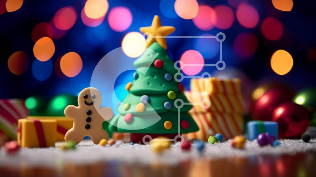 Intra Συλλεκτικό Ξύλινο Παζλ Plywood  4mm - Εορταστικό χριστουγεννιάτικο δέντρο με μελόψωμο άντρες και δώρα Σε Ξύλινο Κουτί - Διαστάσεις: 10x10 cm – 25 κομμάτια