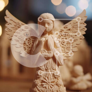 Intra Συλλεκτικό Ξύλινο Παζλ Plywood  4mm - Ξύλινο ειδώλιο αγγέλου - σύμβολο ειρήνης και καλής θέλησης Σε Ξύλινο Κουτί - Διαστάσεις Puzzle: 10x10 cm – 25 κομμάτια - Image 1